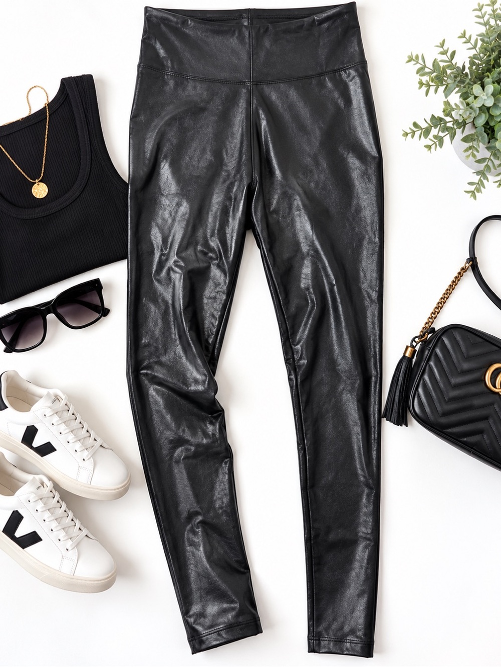 Commando Black Faux Leather High Rise Leggings Skinny Pants